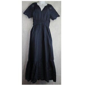On 34th Women's Cotton Embroidered A-Line Maxi Dress, Intrepid Dark Blue, Small